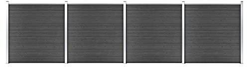 Chenshu Ensemble de Panneau de Clôture Barrière de Jardin Mur de Clôture Bordure de Balcon Terrasse Extérieur Ensemble de Panneau de clôture WPC 699x186 cm Noir