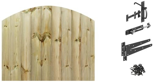 Bespoke Custom Made To Measure UPTO HEIGHT: 3ft (90cm High) Tongue & Groove Fully Framed Arch Top Pathway Garden Pedestrian Gate [Width Between 90CM to 105CM With Suffolk Latch Hinge Pack