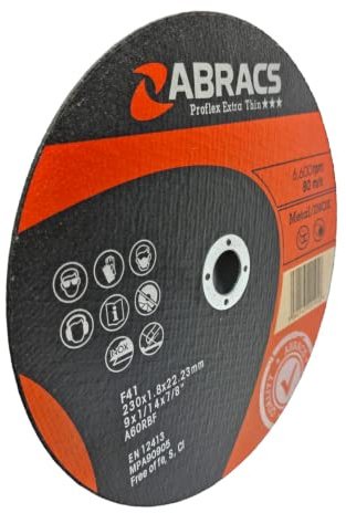 Abracs Cut Off Wheels - Extra Thin Metal and Stainless Steel Cutting Discs For Angle Grinders 230mm x 1.8 x 22mm (9) 5-Pack