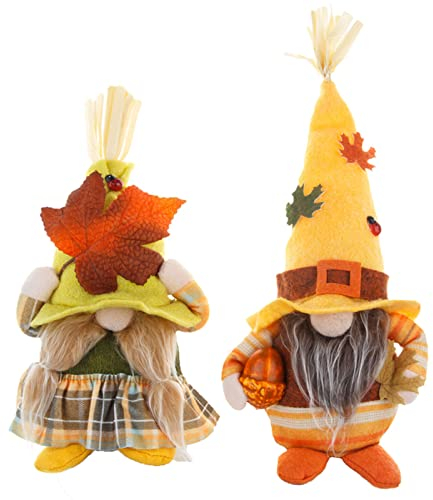 ACAREY Herbstdeko Wichtel Figuren 2 Stück Ahorn Kurbis Deko Herbst Wichtel Elfe, Erntedankfest Thanksgiving Deko Wichtel Deko Figuren Herbsternte Wichtel Für Inn, Tischdeko, Geschenke