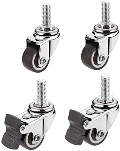 Gewinderollen, M8-Vorbauräder mit Bremse, 1,25 Zoll, 160 kg, Universal-Drehgelenk, geräuschlos, Gummi-Möbelrollen für Blumenständer, Stuhl, Tisch, Sofa, Schraube, 4 Packungen (Größe: 2 Unive
