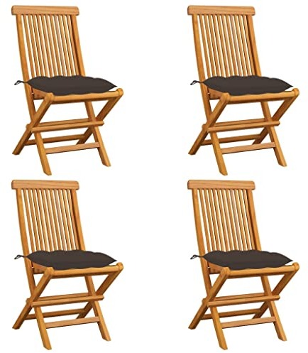 AJSEOYBS StapelstüHle,Outdoor Kissen WetterfestgartenstüHle Mit Taupe Kissen 4 STK. Massivholz Teakgeeignet Geeignet für Wohnzimmer, Schlafzimmer, Garten, Balkon, Terrasse, Küche, Outdoor