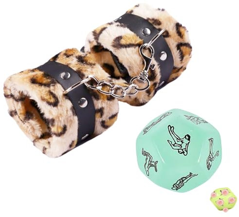 12 Positionen Verführungs Würfel leuchten im Dunkeln mit Handschellen Leopard Erwachsenen Sex Würfel Erotik Spielzeug Sexspiel Karten