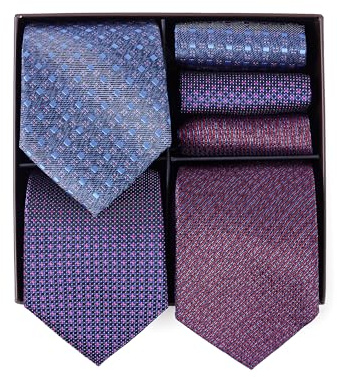 BRERA 67 Set 3 Krawatten für Herren und 3 Taschentücher | Geschenk Box für Männer mit Krawatte und Stofftaschentücher | Geschenkbox Hochzeit | Classische Krawatte und Einstecktuch