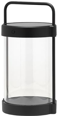 LUUK Studio NEU: LED Tischlampe, solar- und akkubetrieben mit USB-C Anschluss, stufenlos dimmbar, modern & minimalistisch, Stimmungslicht, geeignet für drinnen und draußen, Schwarz