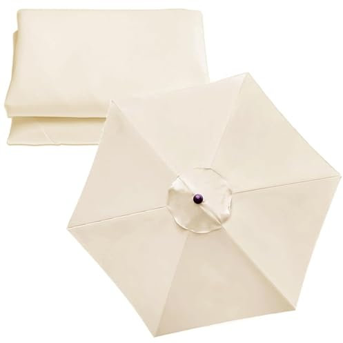 Toile De Auvent De Remplacement pour Parasol 2m/2,7m/3m, 6 Baleines/8 Baleines Toile De Parasol Déporté Remplacement, Remplacement pour Parasol pour Cour, Piscine, Plage(Color:Off white,Size:2m-6arms)
