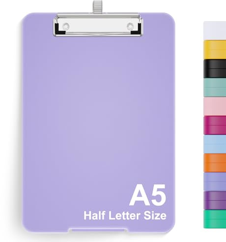Hnogri Porte-bloc A5 avec rangement, Planches à pince pliables pour infirmières, Planches à pince pliables en plastique, Fournitures de bureau, menu pour le travail, Purple