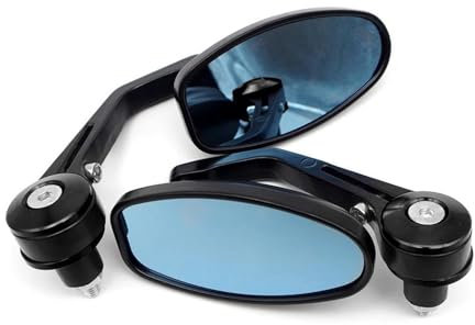 WKXTECZT Lenkerendenspiegel Für Vulcan S 650 Motorrad 7/8'' Aluminium Lenkerenden Lenker Rückspiegel Seitenspiegel Rückspiegel Seitenansicht am Lenker(Schwarz)