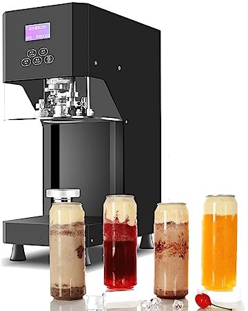 Commercial Automatic Tin Can Sealing Machine,Soda Sealer Cup,Body Rotation Aluminum Beer Bottles Jar Cans Seamers (Black 220V)