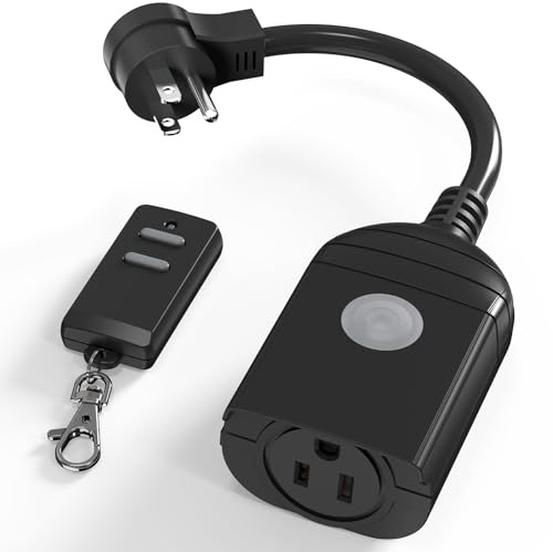 SURNICE Outdoor Indoor Wireless Remote Control Outlet, 260Ft Range, 15 A Heavy Duty Weatherproof Remote Light Switch with 6-Inch Cord, FCC&ETL Listed