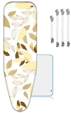 Housse de table à repasser 125 x 45 cm pour Centrale Vapeur, équipée de Tissu Isolant En Maill, Pinces Pour Planche à Repasser
