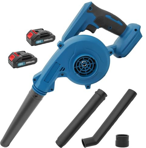 Akku Laubbläser mit 2X 3000mAh Akkus, Hand-Laubbläser Akku Gebläse Ersatz für Makita DUB361Z, 2-in-1 Elektrischer Laubbläser und Staubsauger Geeignet für Räumen von Einfahrten, Terrassen