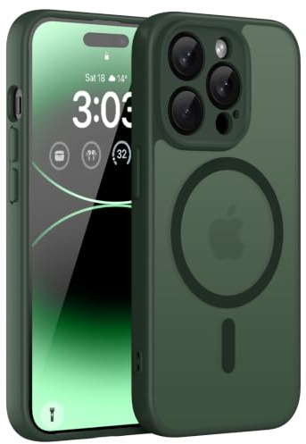 ORDA für iPhone 14 Pro Hülle, Kompatibel mit MagSafe, Grün | Vollständiger Kameraschutz, Stoßfest Kratzfest Haltbarkeit, Transluzente Rückseite, Matt Magnetische Handyhülle