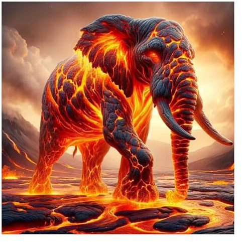 GLIDIAM 40x40cm Diamond Painting Elefant Groß Feuer, Diamant Malerei Bilder Tiere, DIY Full Drill Basteln Erwachsene, Mosaik Stickerei Kreuzstich Geschenk für Wanddeko Wohnzimmer Schlafzimmer