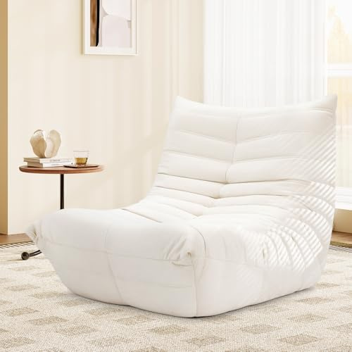 Vesgantti Togo Couch, Bubble Sitzsack für kleine Räume mit Memory-Schaum, Bonless Loungesofa aus Wildlederimitat, kleines Sitzmöbel für Schlafzimmer und Wohnzimmer, Weiß