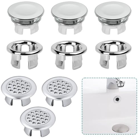 JYNXOR 9 Pcs Trop Plein Lavabo, Anneau de Bain, Bouchon Trop Plein Lavabo, Anneau de Débordement d'Évier, Bouchon Lavabo Salle de Bain Baignoire, Couvercle de Trop-Plein Évier, pour Cuisine, Lavabo