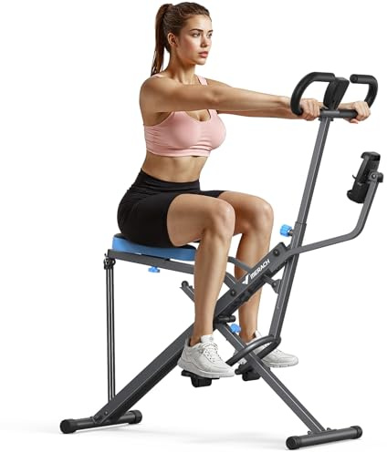 MERACH Upgraded Squat Machine for Women, Smart Row and Deep Squat Trainer with Tablet Stand, Adjustable Resistance & 350LB Weight Capacity, Foldable Home Exercise Equipment, Connect MERACH APP, Grey