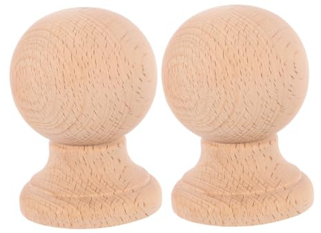 ABOOFAN Remates Decorativos De Madera Maciza Para Escaleras, Cabeceros y Muebles, Sin Acabado, Redondos 12x10 Cm, Pieza Doble, Accesorios Para Decoración De Interiores y Artesanías
