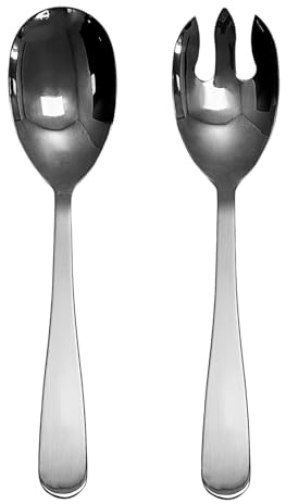 WEIZHIS Couverts à Salade 30 cm, 2 Pièces en Acier Inoxydable Poli, couvert salade Grande Cuillère et Fourchette à Salade à Manche Long, Lave vaisselle, Pour Restaurants et Cuisine Familiale