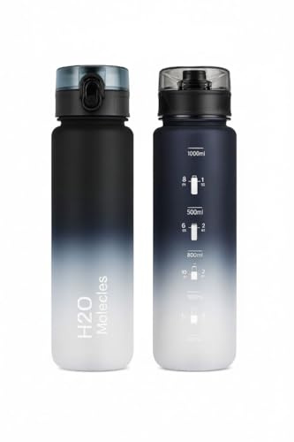 INVERSE SPORTS Sports Water Bottle with Time Markings| Gym Water Bottles for Men-Women Leakproof BPA-FREE |Motivational Water Bottle with Time Marker (1 LITRE BLACK)