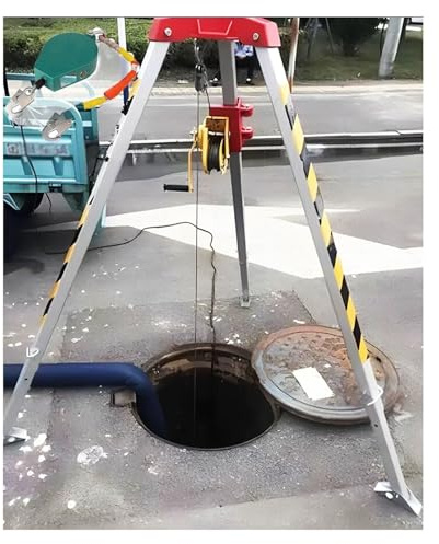 Trépied de sauvetage d'urgence – Kit de trépied robuste de 2,1 m pour espaces confinés, capacité de levage de 1 179,3 kg, pieds évolutifs pour levage d'égout et de tête de puits, idéal pour le