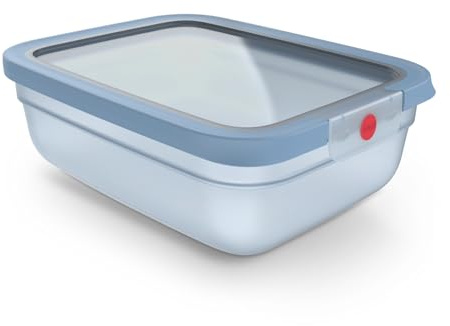 EMSA oneClick Frischhaltedose, verschlossen mit nur 1 x Klick, Lebensmittel 2 x länger frisch, 100% dicht, Made in Germany, 2,3L, gefrier-, mikrowellen- und spülmaschinengeeignet, blau, N1211300