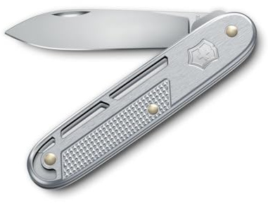 Victorinox Taschenmesser Onefold Alox, 2 Funktionen, Multitool, Große Klinge, Trageclip, Swiss Made, Rostfreier Stahl, Silber