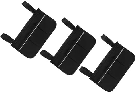 COLLBATH 3 Pièces Sacoche Latérale Fauteuil Roulant Oxford avec Bandes Réfléchissantes Pochette Rangement pour Fauteuils Électriques Déambulateurs et Trottinettes Électriques Installation