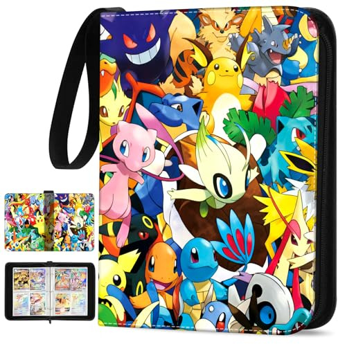 QRJYLFF Sammelkarten Album 400 Karten: 4 Taschen 50 Seiten Sammelalbum | Tragbar PU Wasserdicht Card Binder, SammelHeft Ordner Buch, Geschenke von Sammlern und Kindern.