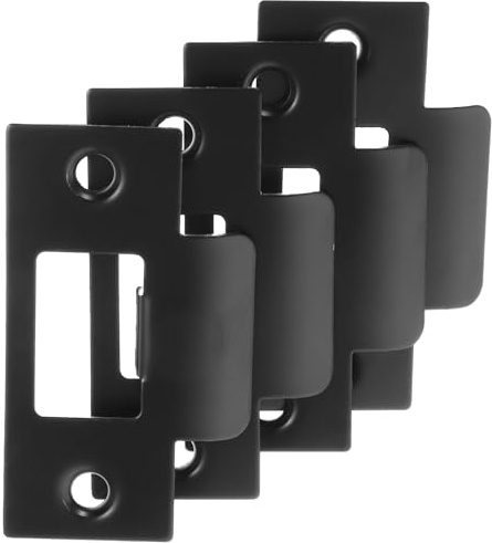 CORHAD Kit de 4 Placas de Cerradura para Puerta de Acero Inoxidable, Color Negro, Refuerzo para Chapa Resbalón y Picaporte Tubular, Compatible Puertas Batientes Residenciales
