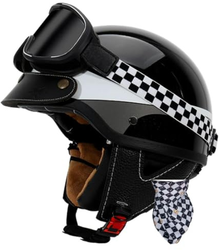 Mezzo Casco Motociclista Caschi Cromwell Con Occhiali Retrò Casco Aperto Tedesco Moto Caschi Jet E Demi-Jet Omologati ECEDOT Ciclomotore Cruiser Cascos A Scodella
