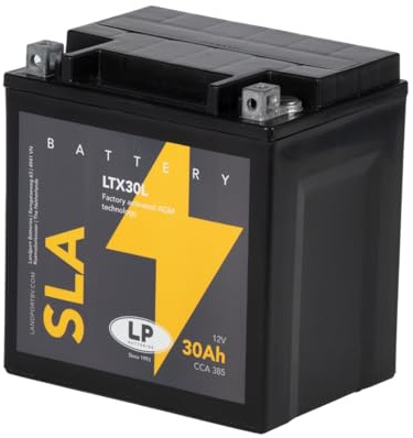 Batterie LANDPORT LTX30L SLA/AGM 12V 30Ah kompatibel mit Polaris Wide Track | Vergleichstypen YTX30L-BS, YIX30L-BS, YTX30L; AGM, 385 A CCA; kompatibel mit Polaris Ranger, Artic Cat Wildcat, HD Chopper