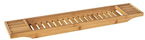 SoBuy® Ripiano per vasca da bagno in bambù,Scaffale da bagno, Set di accessori per il bagno, FRG212-N(L80*L15*A4cm),IT