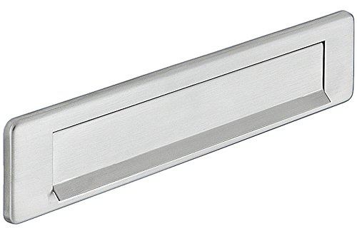 JUVA Brief-Schlitz Edelstahl Briefeinwurf für Haustüren Einwurf-Blende für Post-Kasten - H1471 | 340 x 73 mm | Edelstahl matt | große Tür-Einwurfklappe rostfrei | 1 Stück - Klappen-Abdeckung für Außen