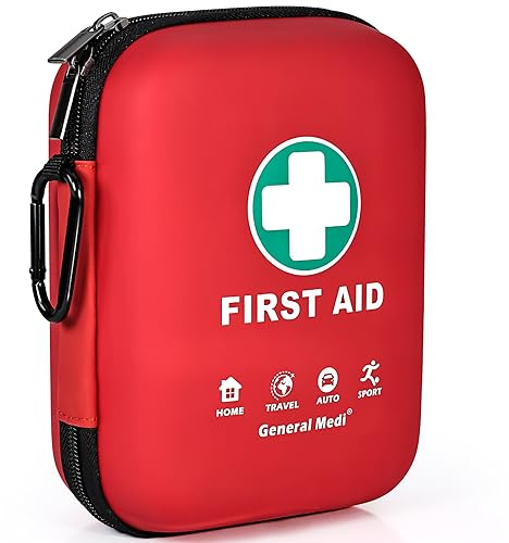 First Aid Kit - 170 Pieces Hard Case and Lightweight - Includes Instant Cold Pack,Emergency Blanket for Travel, Home, Office, Vehicle
