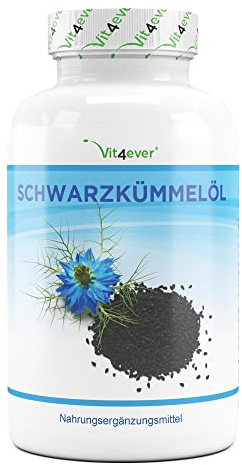 vit4ever Schwarzkümmelöl - 420 Kapseln - 1000 mg pro Tagesportion - Ägyptisch, naturbelassen & kaltgepresst - Echtes Nigella sativa