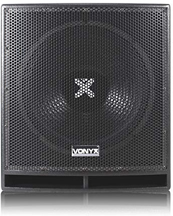 VONYX SWP15 PRO 15 Active Subwoofer 800W DJ Disco PA Bass Speaker with Built-in Amplifier, Adjustable Low-Pass Filter, Phase Control, XLR/RCA Connections and Pole Mount