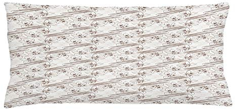ABAKUHAUS Vanille Kissenbezug, Pods und Blumen mit Text, Dekorativer Kopfkissenhülle mit Beidseitiger Druck, 90 x 40 cm, Umber Ivory