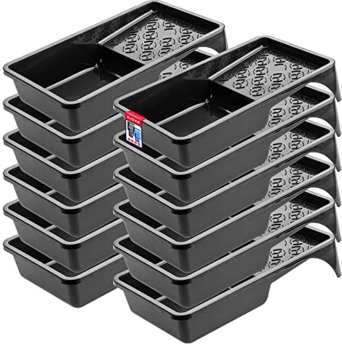 KADAX Farbwanne, Farbschale aus Kunststoff, Maler Lackierschale für Wandfarbe, Lackierwanne mit kleinem Griff, Malerzubehör, Lackwanne, Malerbedarf, Lackschale (12, schwarz)