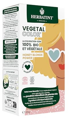 Herbatint Vegetal Color - Coloration végétale 100% naturelle et bio, HONEY BLONDE POWER - Blond Miel 100 grammes