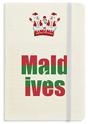 Cuaderno grueso con nombre de la bandera del país de las Maldivas de Navidad muñeco de nieve