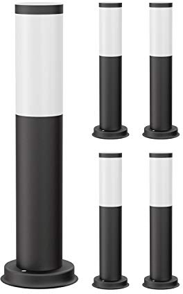 ledscom.de 5 pièces Lumière de chemin/Borne d'éclairage PORU pour l'extérieur, IP44, 39 cm, noir, 1x E27 max. 40W