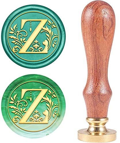 CRASPIRE - Sello de Cera con Iniciales de Alfabeto Retro, Clásico, Vintage, 26 letras AZ, 25 mm, Cabeza de Latón Extraíble, Mango de Madera para Sobre, Invitación, Adorno, Decoración de Regalo