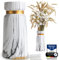 𝐀𝐜𝐨𝐥𝐲𝐧𝐞® Vase für Pampasgras aus Hochwertiger Keramik [MIT REINIGUNGSSCHWAMM & EBOOK] als Moderne Blumenvase in Weiß-Gold | Bodenvase Groß in Marmor-Optik | Vase Weiß