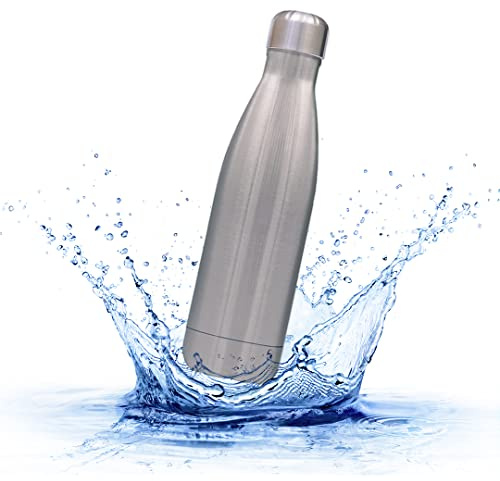 Sprengers – Trinkflasche aus Edelstahl – auslaufsichere & thermoisolierte Wasserflasche hält Getränke bis zu 18 Stunden warm oder kalt – Wasserflasche für Kohlensäure geeignet (Silber, 0,5 l)