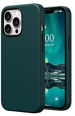 SURPHY Hülle Kompatibel mit iPhone 13 Pro Leder Hülle, iPhone 13 Pro Hülle Kunstleder 6,1 Zoll, Kunstleder Hülle für iPhone 13 Pro Handyhülle Protective Schutzhülle (mit Mikrofaserfutter), Teal Grün