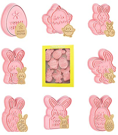 MIUTME Ausstechförmchen Ostern, 8 Stück Ausstechformen Ostern Set, Plätzchen ausstecher 3D Set, Ausstecher Hase｜Keksausstecher Ostern, Ideales Ostergeschenk & für Osterplätzchen