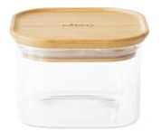 QUADRATISCHER GLASBEHÄLTER MIT BAMBUSDECKEL - 500ml