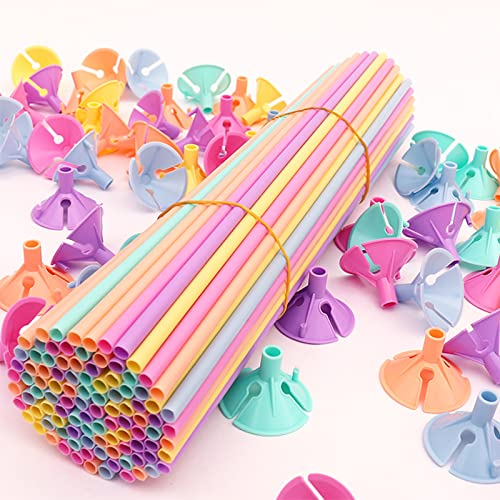 50 Pezzi Bastoncini per Palloncini Singoli, Bastoncini per Palloncini, Bastoncini per Palloncini Trasparenti per Matrimoni, Adatti per Feste, Matrimoni, Festival(Multicolore)，Riutilizzabile