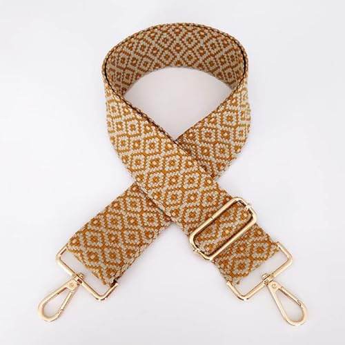 Justerbar axelrem färgglada handväskor axelrem 5 cm bred väskrem axelrem axelrem gör-det-själv tillbehör för väska axelväska med karbinhake guld för kvinnor män 75–130 cm, gul